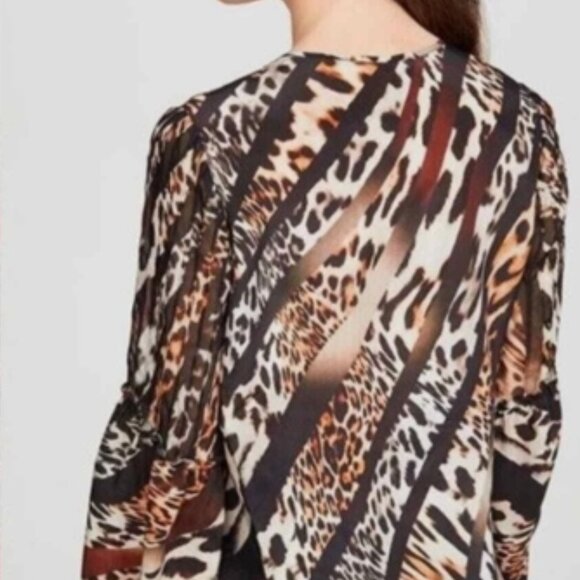 Kobi Halperin Fallon Silk Leopard Print Tie Neck Blouse Top size XS - Picture 4 of 7